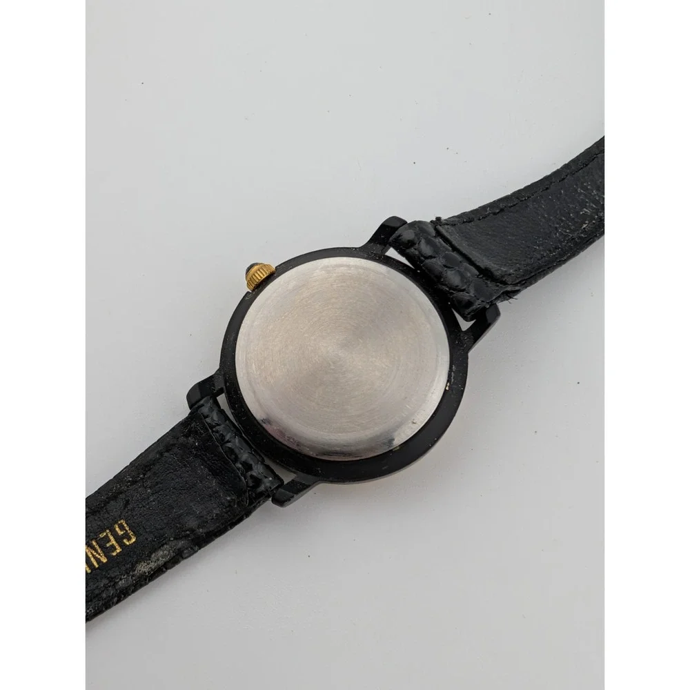 Vintage Tali Watch Women 25mm Case‎ Black Leather Band- New Battery